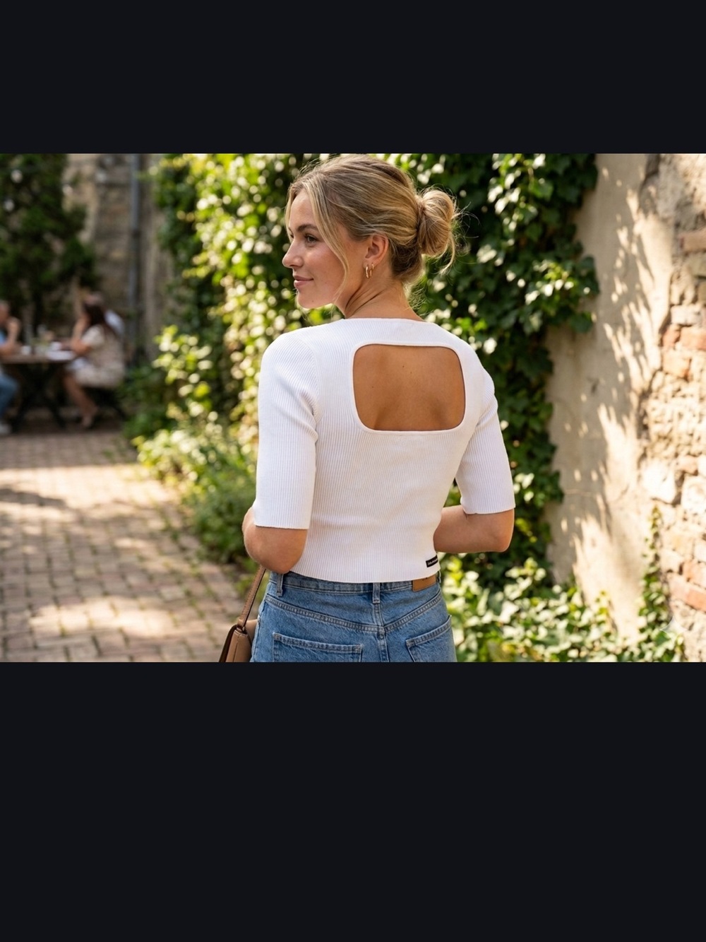 Calvin Klein Jeans White Square-Back Ribbed Crop Top